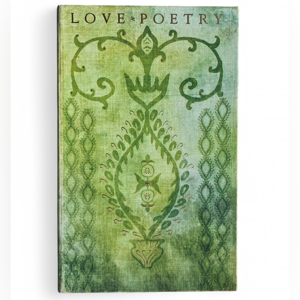 Love and Poetry Green Keepsake Wil Box Magnet Closure Wood Interior Book Decor